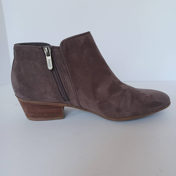 Circus Sam Edelman Size 9.5 Brown Suede Stacked Heel Bootie Side Zip Elastic - Picture 4 of 9